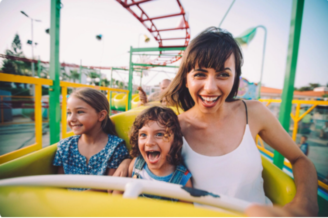 Specialized Expert Witnesses amusement park ride attraction mother and daughters in a roller coaster car to go along with expert witnesses to help attorneys