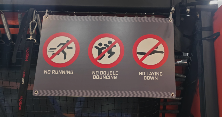 safety sign for trampoline park
