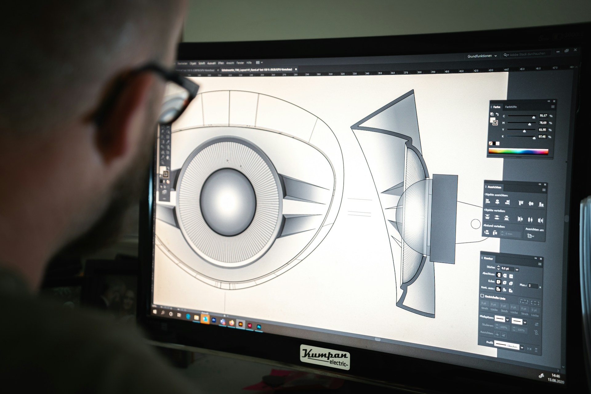 man looking at computer with cad design