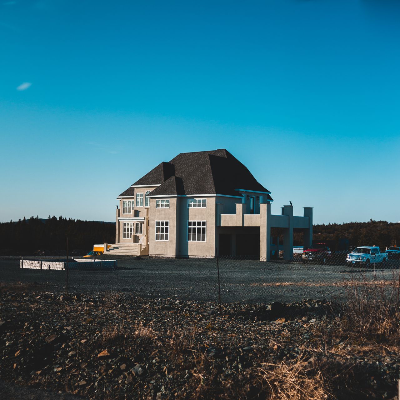 new home going up on undeveloped land estate and trust expert witness could use this photo